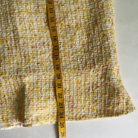 Vintage Carmen Marc Valvo Yellow Chanel Tweed Skirt Size 16 - Picture 8 of 8